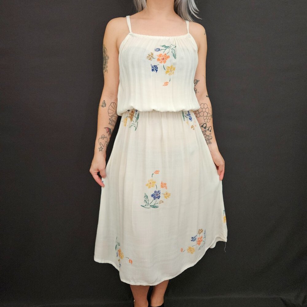 Vintage Floral Spaghetti Strap Blouson Sun Dress